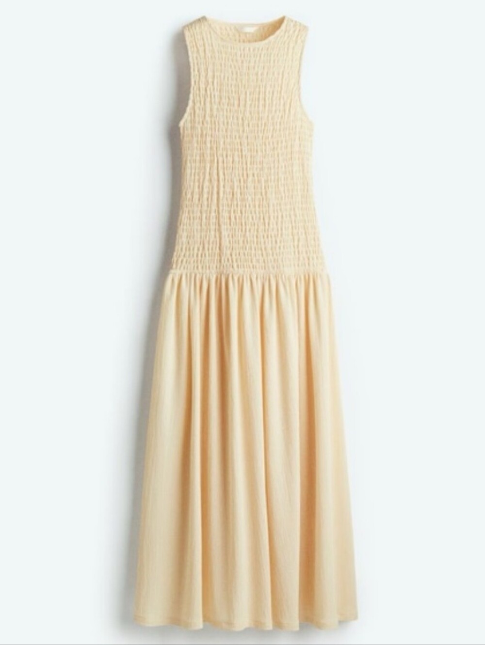H&M SMOCKED JERSEY MAXI DRESS Yellow Size S - Picture 14 of 16
